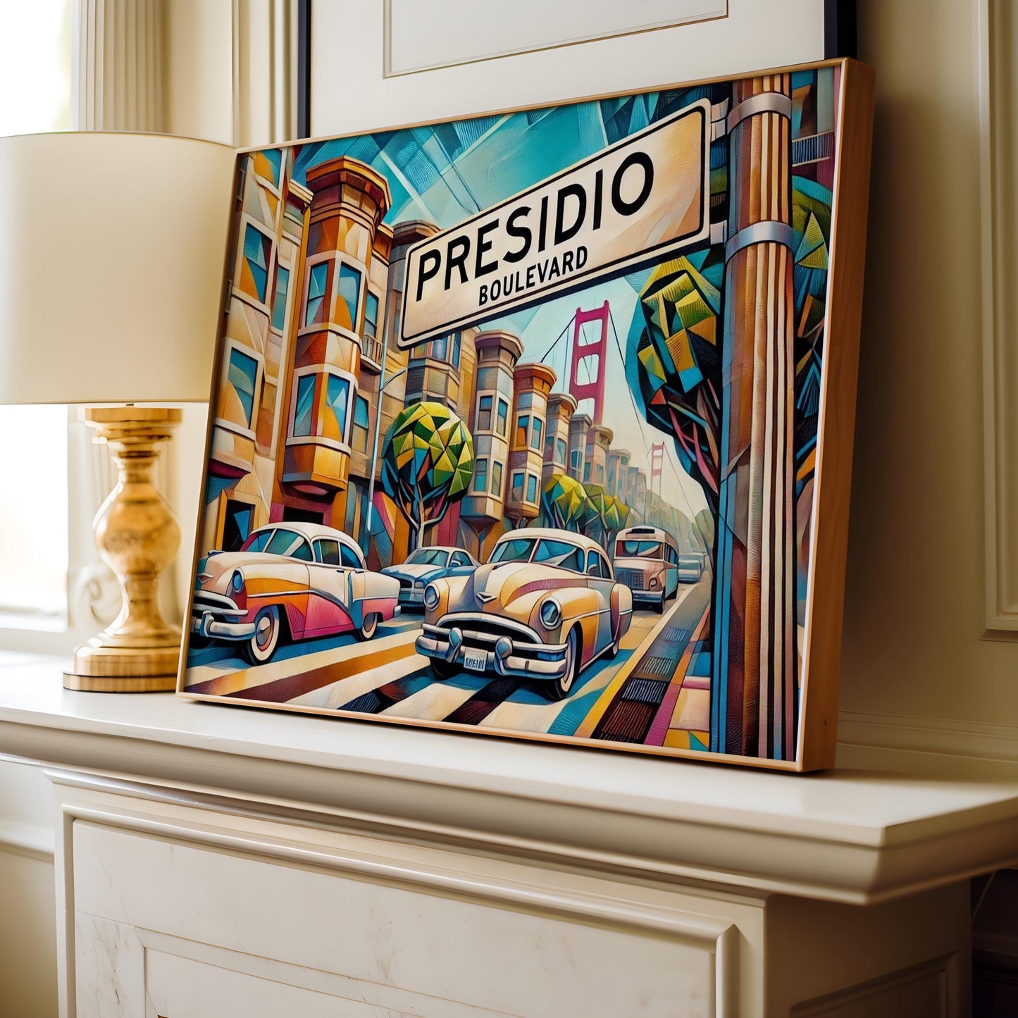 Presidio Boulevard Wall Art San Francisco Cubism Print California Travel Poster Unique Presidio Gift California Art Decor