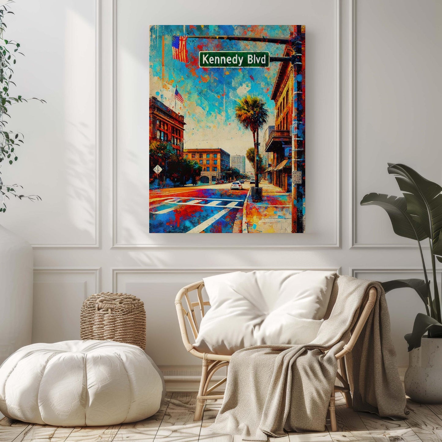 Kennedy Boulevard Wall Art – Tampa Travel Print, Florida Artwork, Modern Travel Poster, Housewarming & Florida Gift Idea