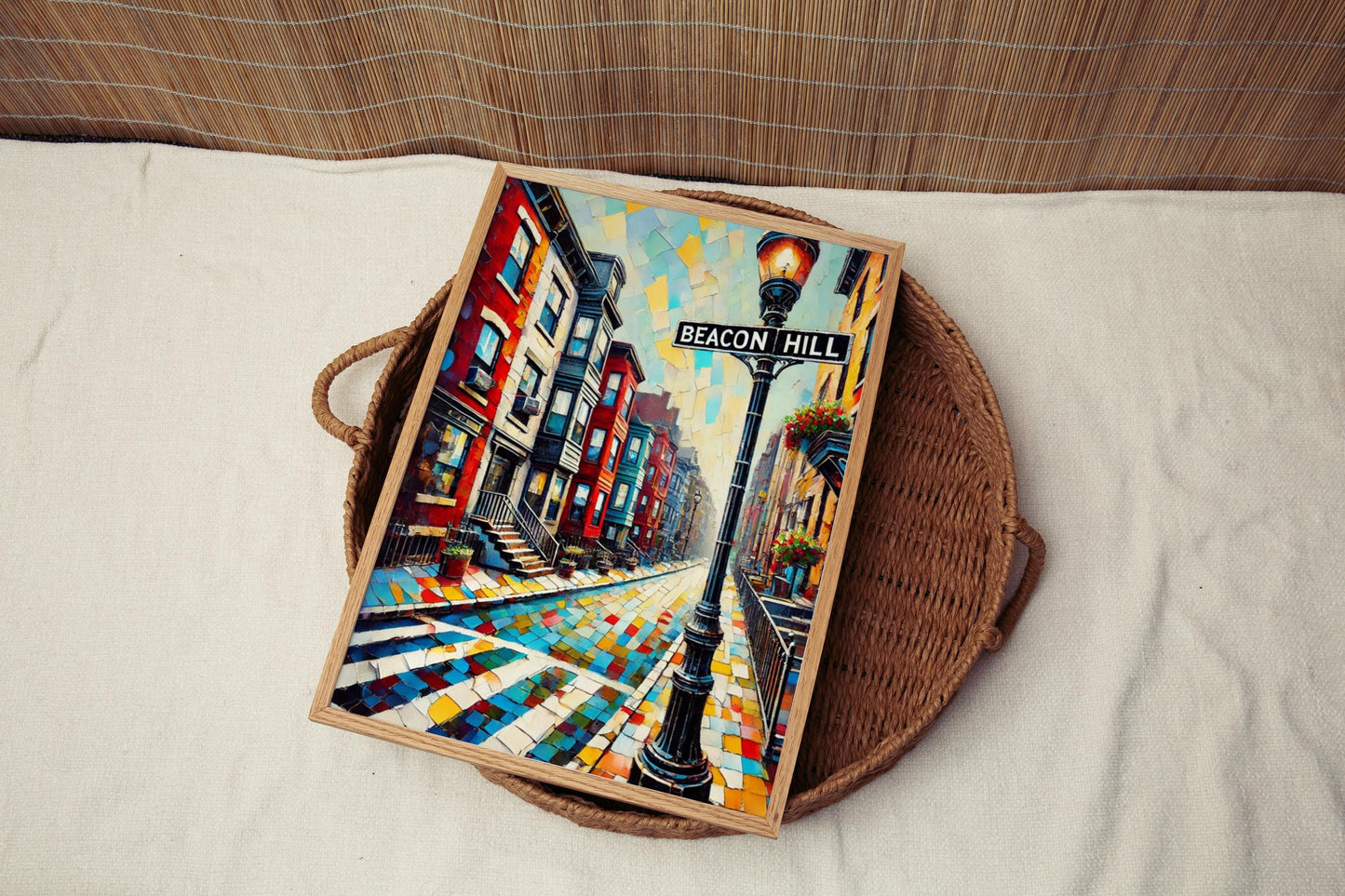 Wall Art Beacon Hill Boston Print - Travel Poster USA Souvenir, Housewarming Gift, Boston Art Decor