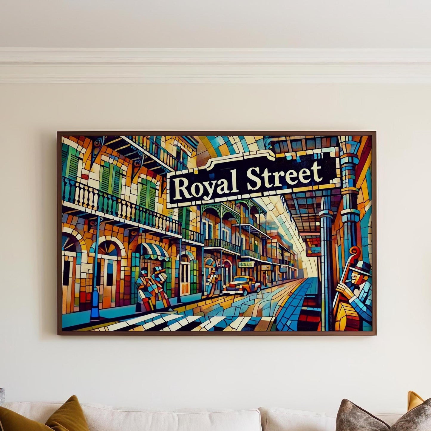 Royal Street Cubism Print - New Orleans Travel Poster, Louisiana Wall Art, Royal St Gift, Housewarming Decor, Modern Abstract Art