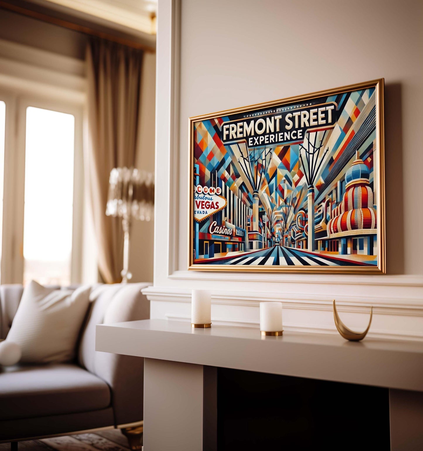 Fremont Street Wall Art Print - Las Vegas Travel Poster, NV Gift, Fremont Street Experience Home Decor, Housewarming & Vacation Memory Gift