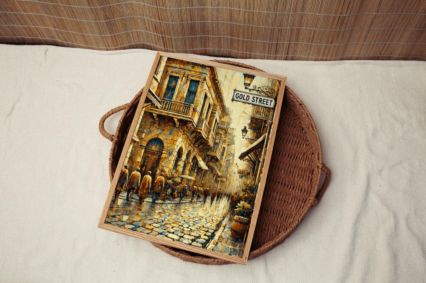 Gold Street Athens Wall Art, Greece Cityscape Print, Travel Souvenir, Vintage Street Sign, Greece Artwork, Vacation Gift, Fine Art Poster
