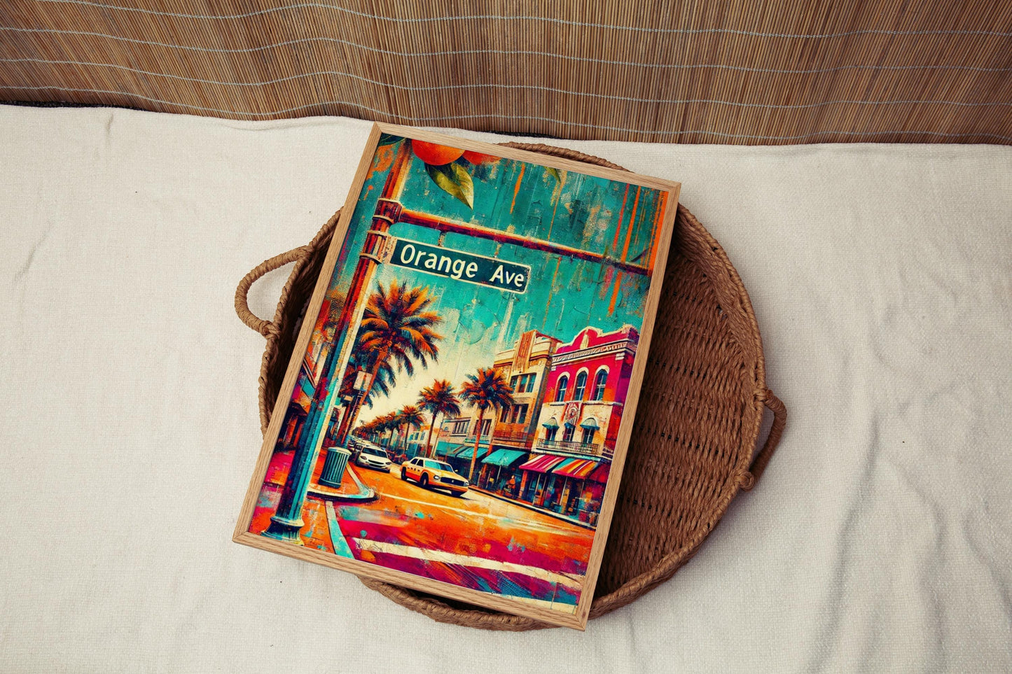 Wall art Orange Ave Wall Art Print, Orlando Florida Travel Poster, Florida Gift & Housewarming Decor, Unique Travel Artwork
