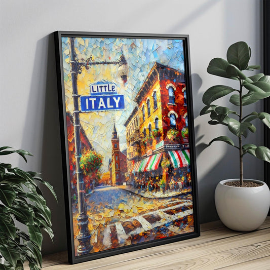 Art Little Italy Wall Print Cleveland Travel Poster Ohio Gift Home Decor USA Map