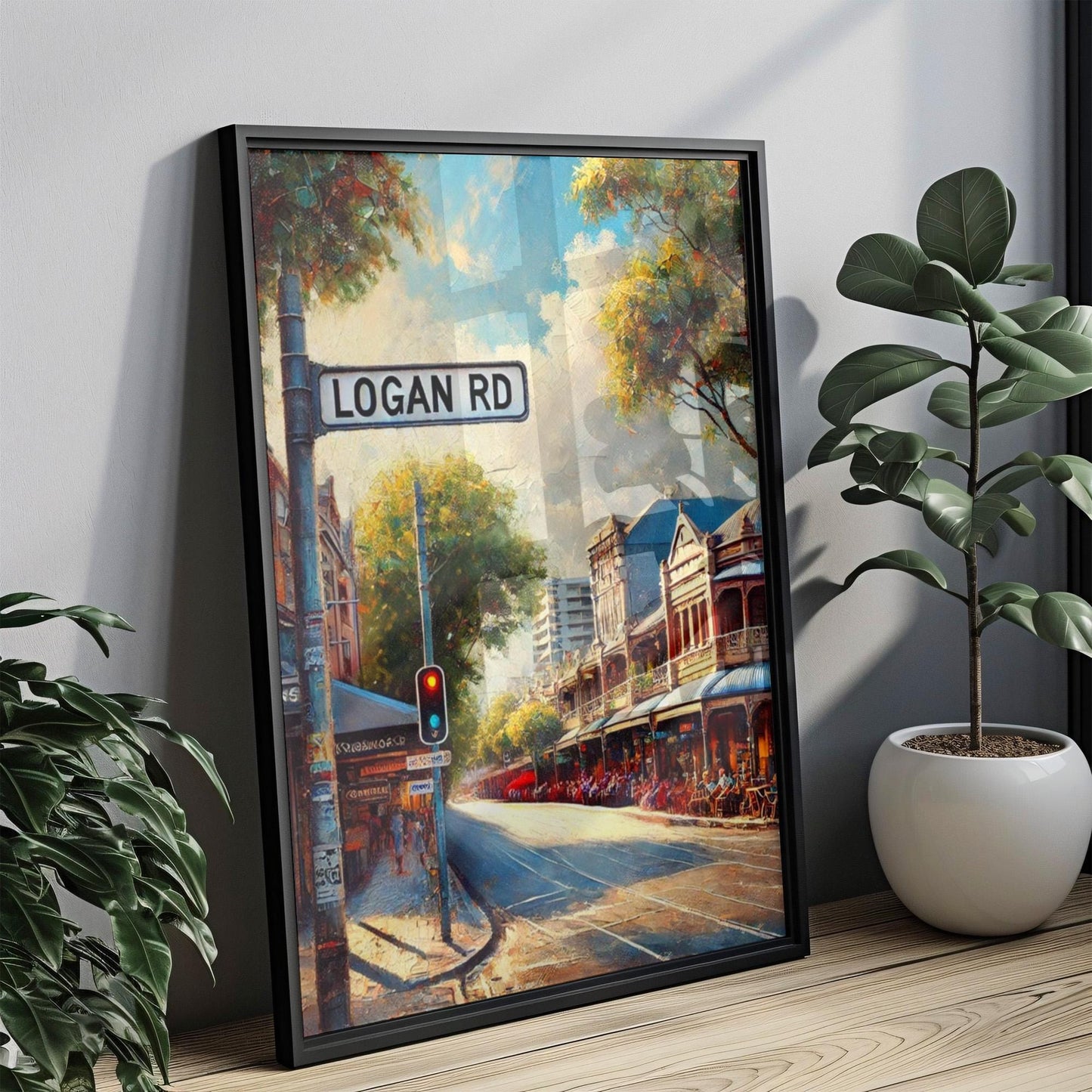 Brisbane Logan Rd Wall Art Print - Australian Travel Poster & Souvenir, Housewarming Gift, Modern Brisbane Decor