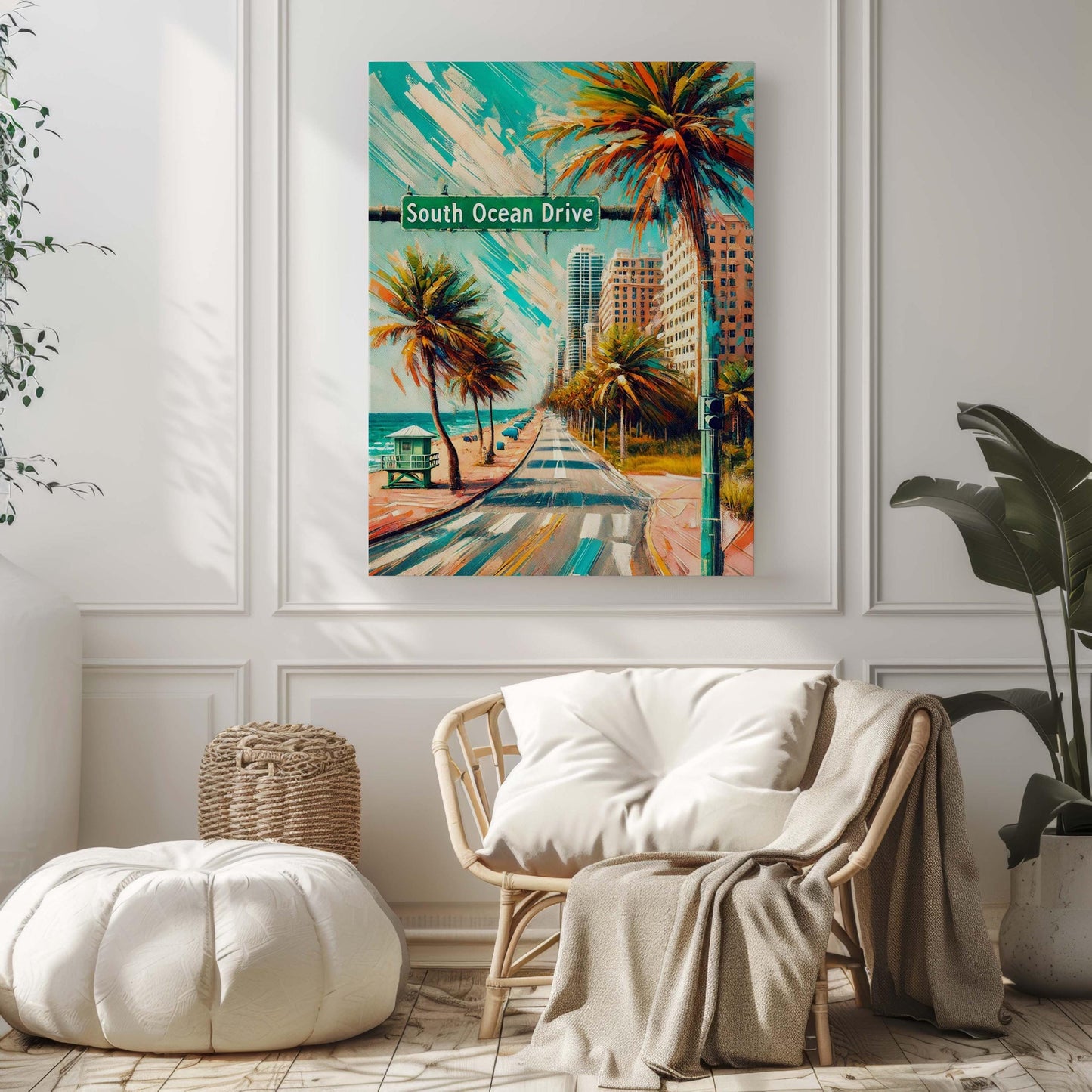 South Ocean Drive Wall Art Print, Fort Lauderdale Florida Travel Poster, Coastal Home Decor, Beach Housewarming Gift, FL Ocean Print