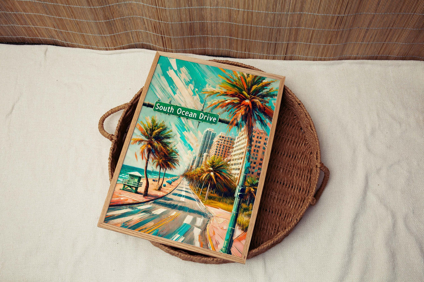 South Ocean Drive Wall Art Print, Fort Lauderdale Florida Travel Poster, Coastal Home Decor, Beach Housewarming Gift, FL Ocean Print