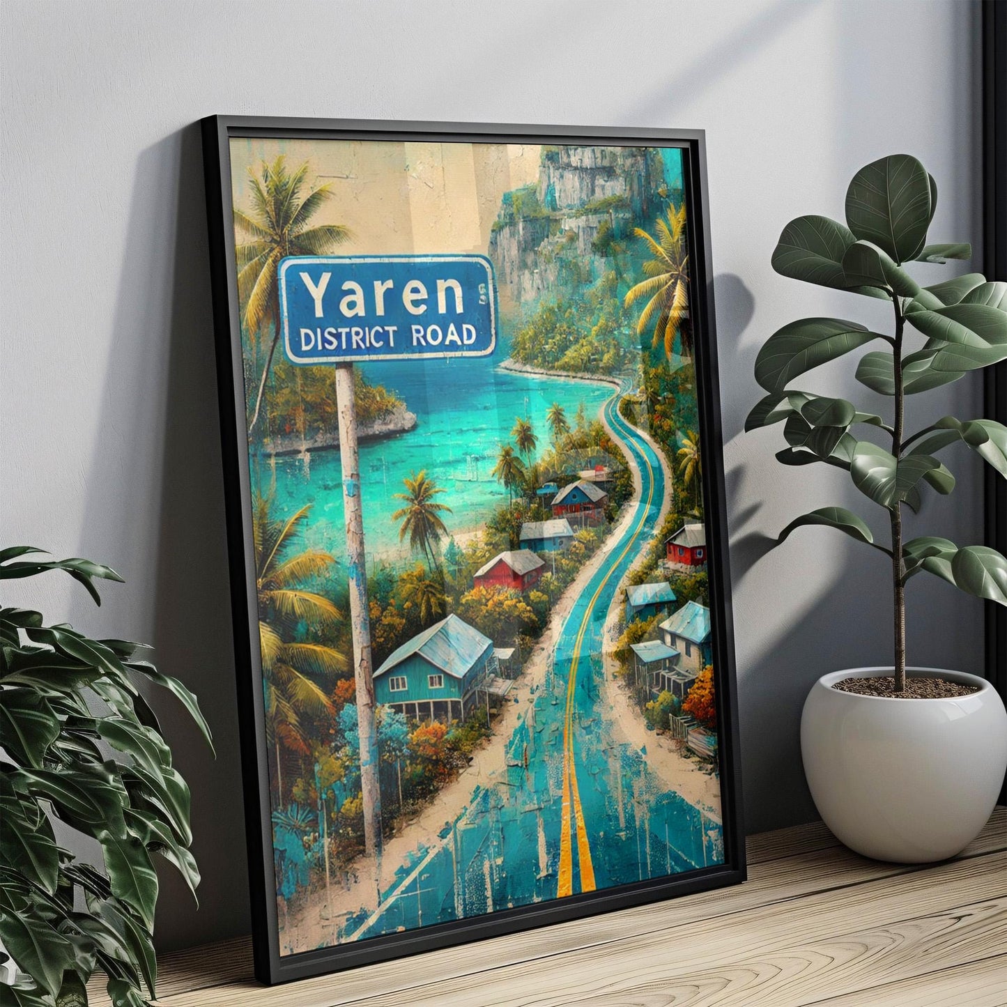 Nauru Art, Yaren District Road Wall Art, Travel Poster, Island Souvenir, Coastal Home Decor, Nauru Travel Gift, Fine Art Print