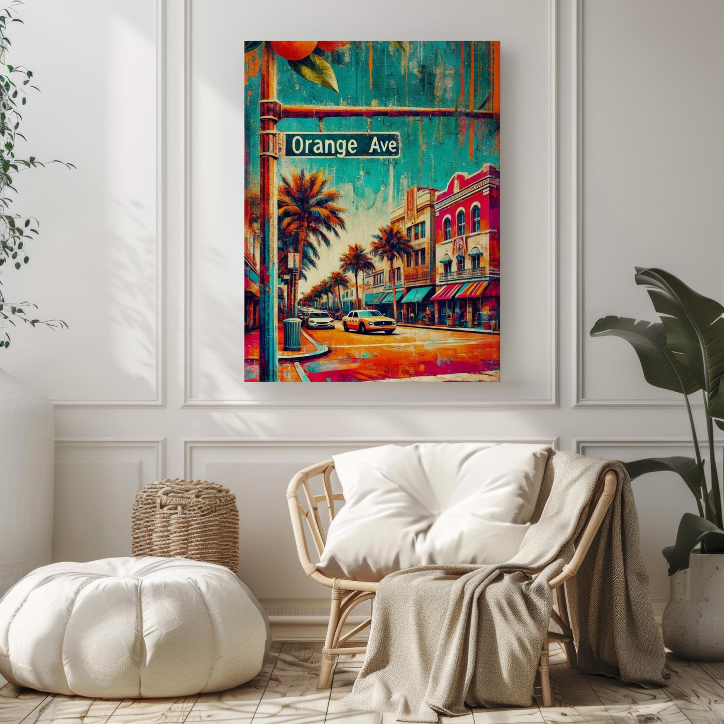 Wall art Orange Ave Wall Art Print, Orlando Florida Travel Poster, Florida Gift & Housewarming Decor, Unique Travel Artwork