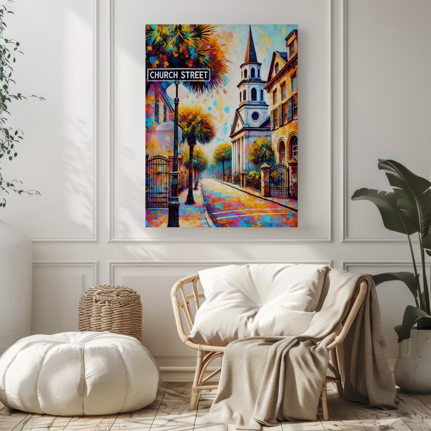 Charleston Church St Wall Art Print - South Carolina Travel Poster & Housewarming Gift - Charleston City Map Decor