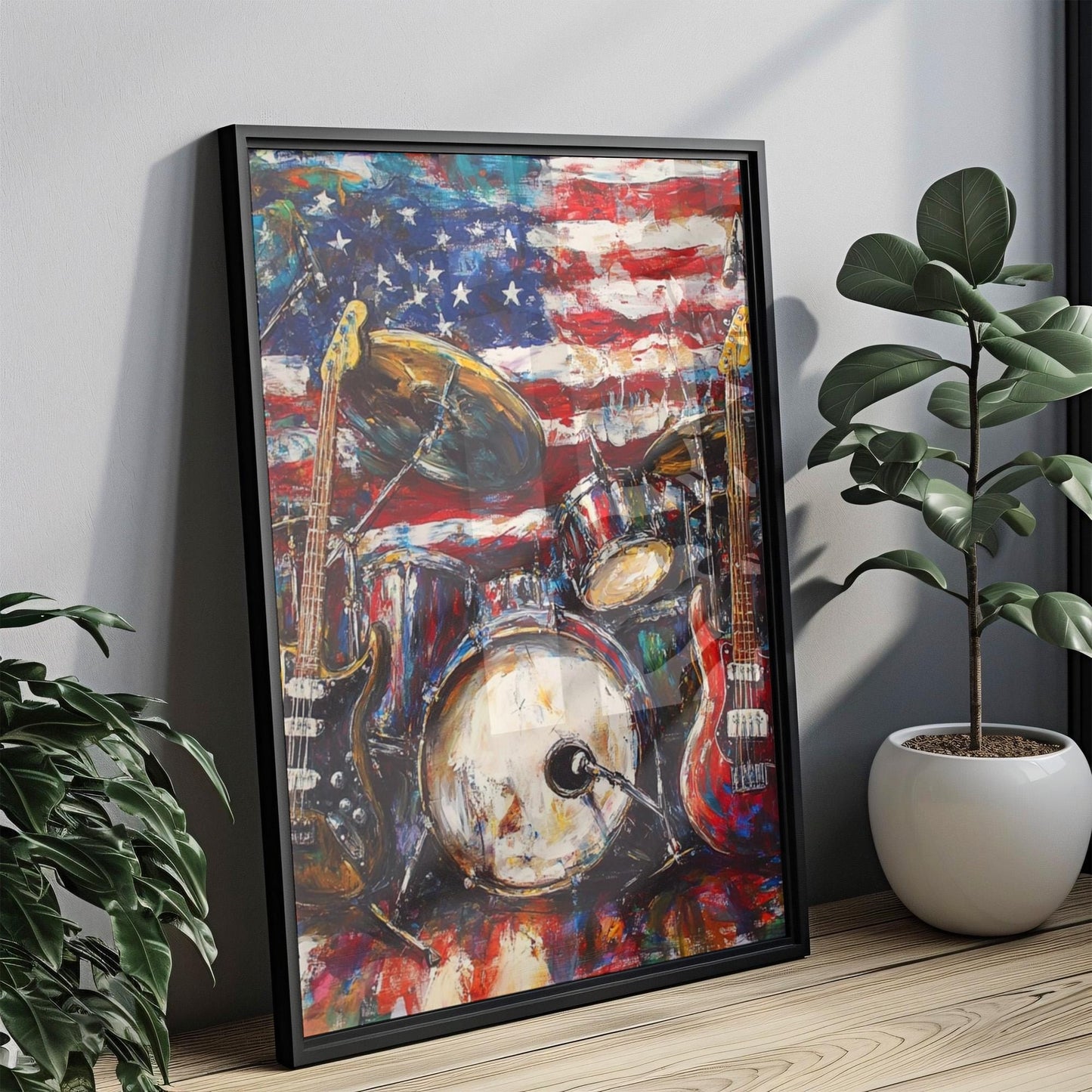 American Jazz Abstract USA Wall Art | Patriotic United States Poster | Independence Day Home Decor