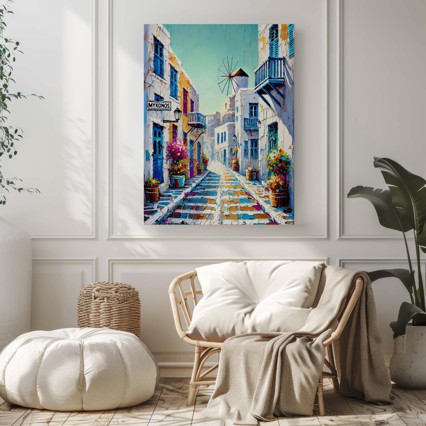 Mykonos Art: Stylish Greek Wall Art Print, Travel Poster, Housewarming & Greek Gift, European Decor, Mykonos Artwork for Home or Office