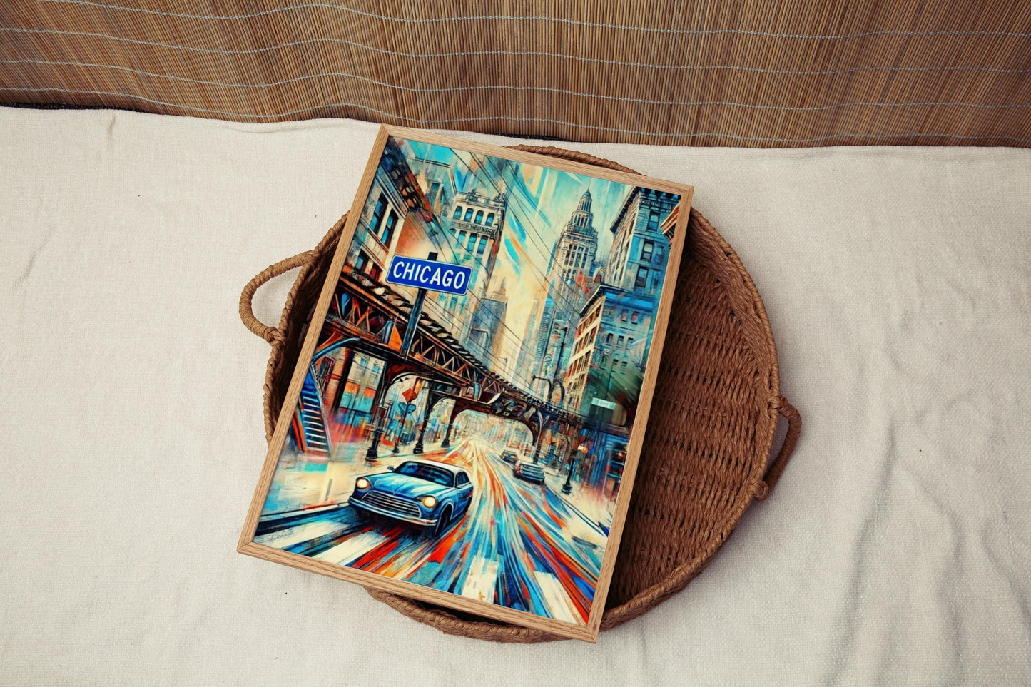 Illinois Chicago Wall Art Print – Travel Poster, Illinois Gift, USA Souvenir, Housewarming Decor, Modern Cityscape Artwork