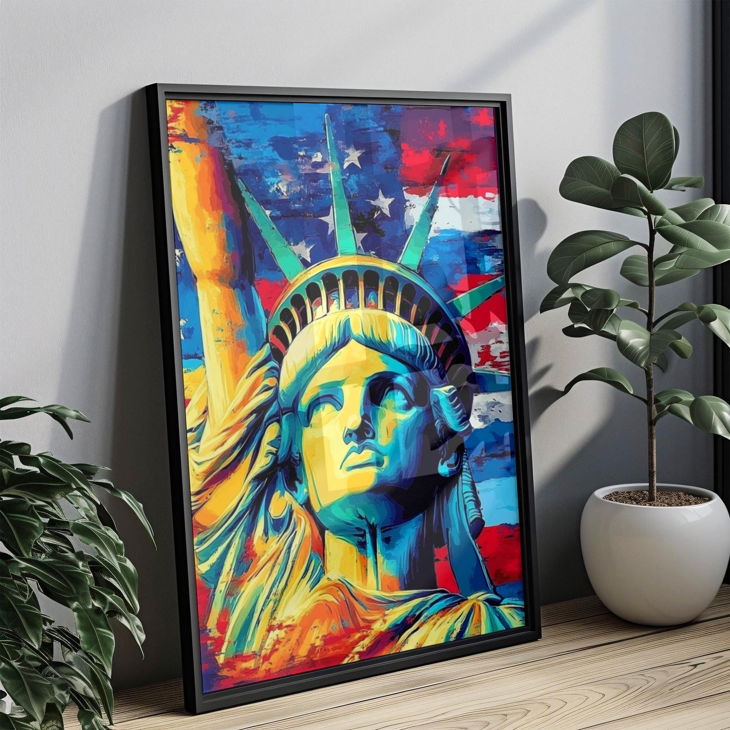 Statue of Liberty Abstract USA Wall Art | Patriotic American Independence Poster | United States Home Decor