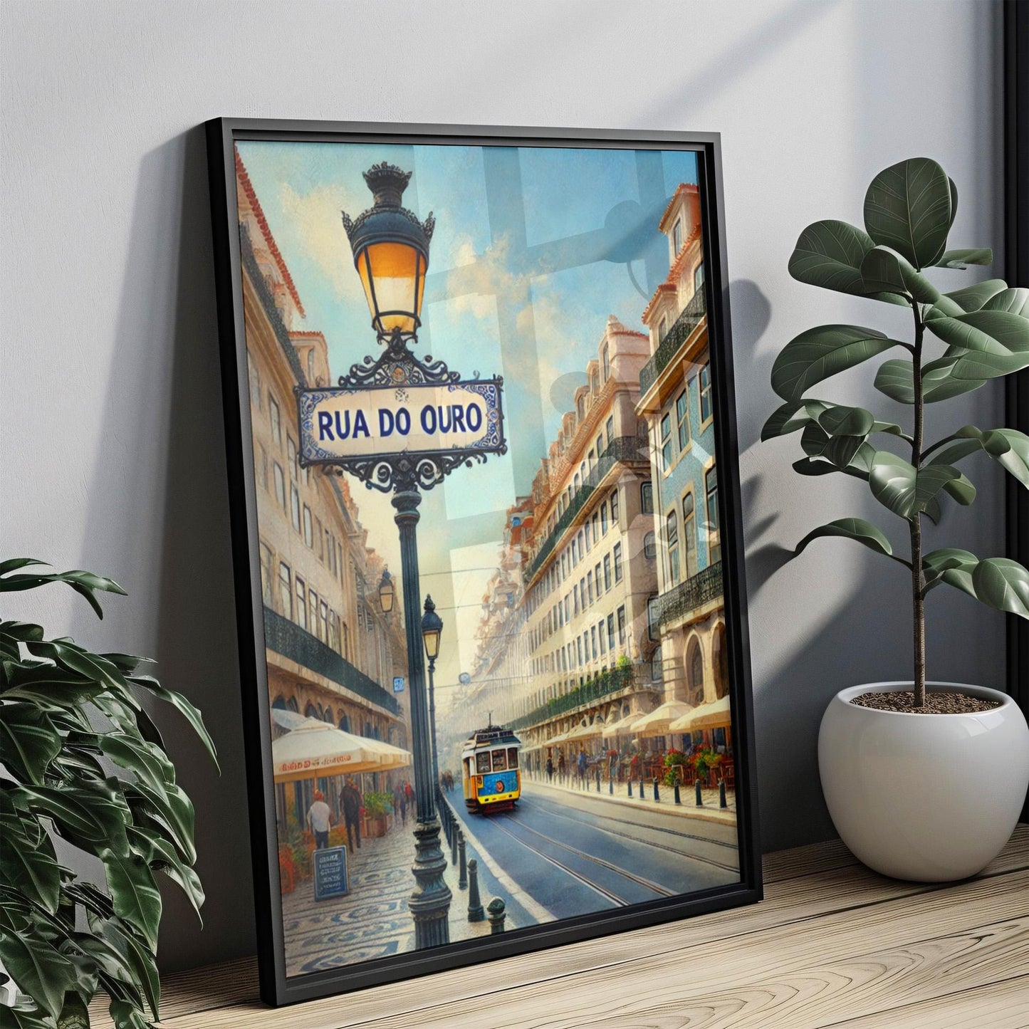 Portugal Rua do Ouro Wall Art - Lisbon Travel Print & Poster, Housewarming Gift, Portugal Souvenir, Lisbon City Map Decor, Travel Home Art