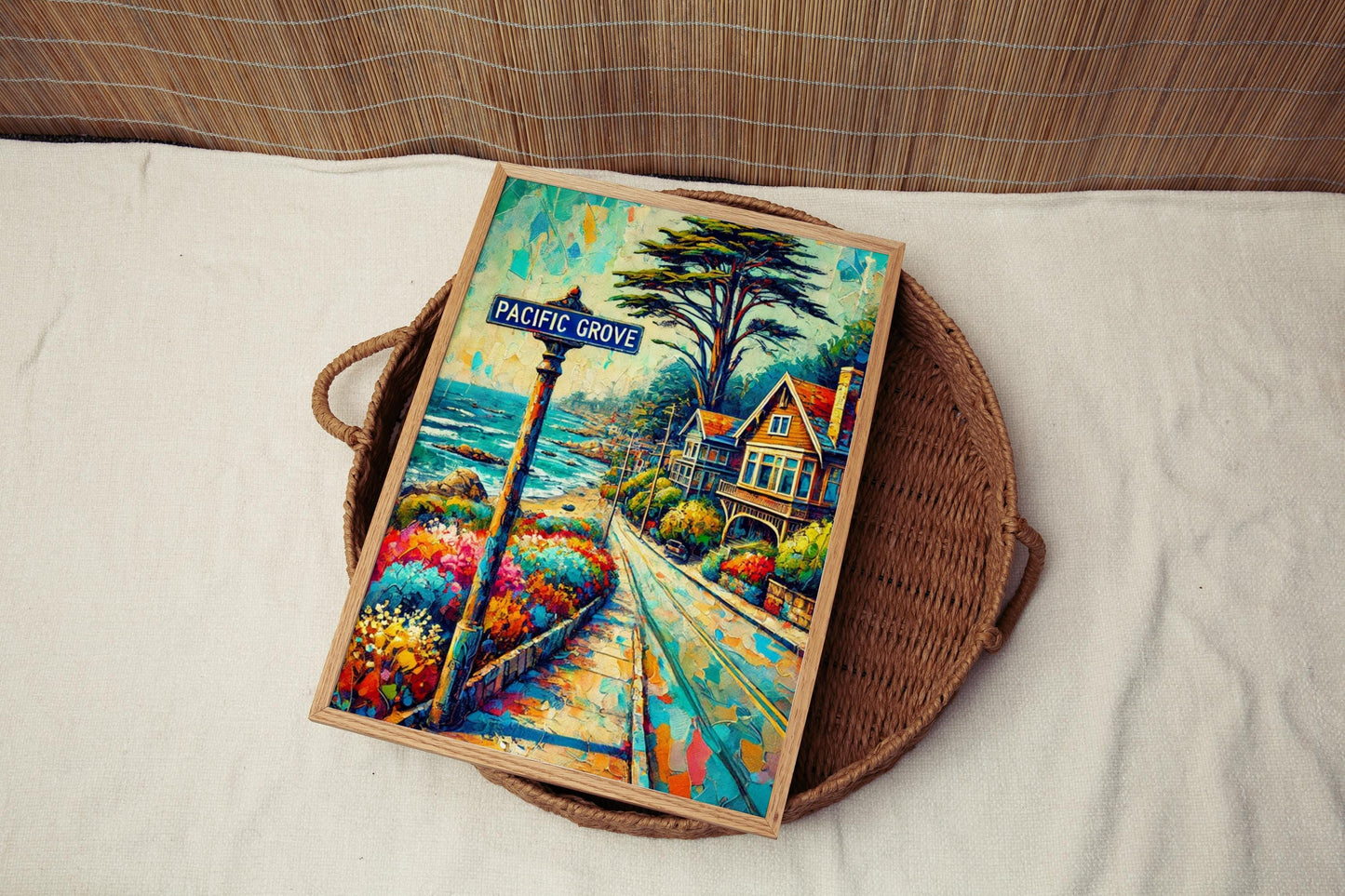 California Pacific Grove Wall Art Print – Coastal Travel Poster, California Gift, Housewarming & American Art Decor