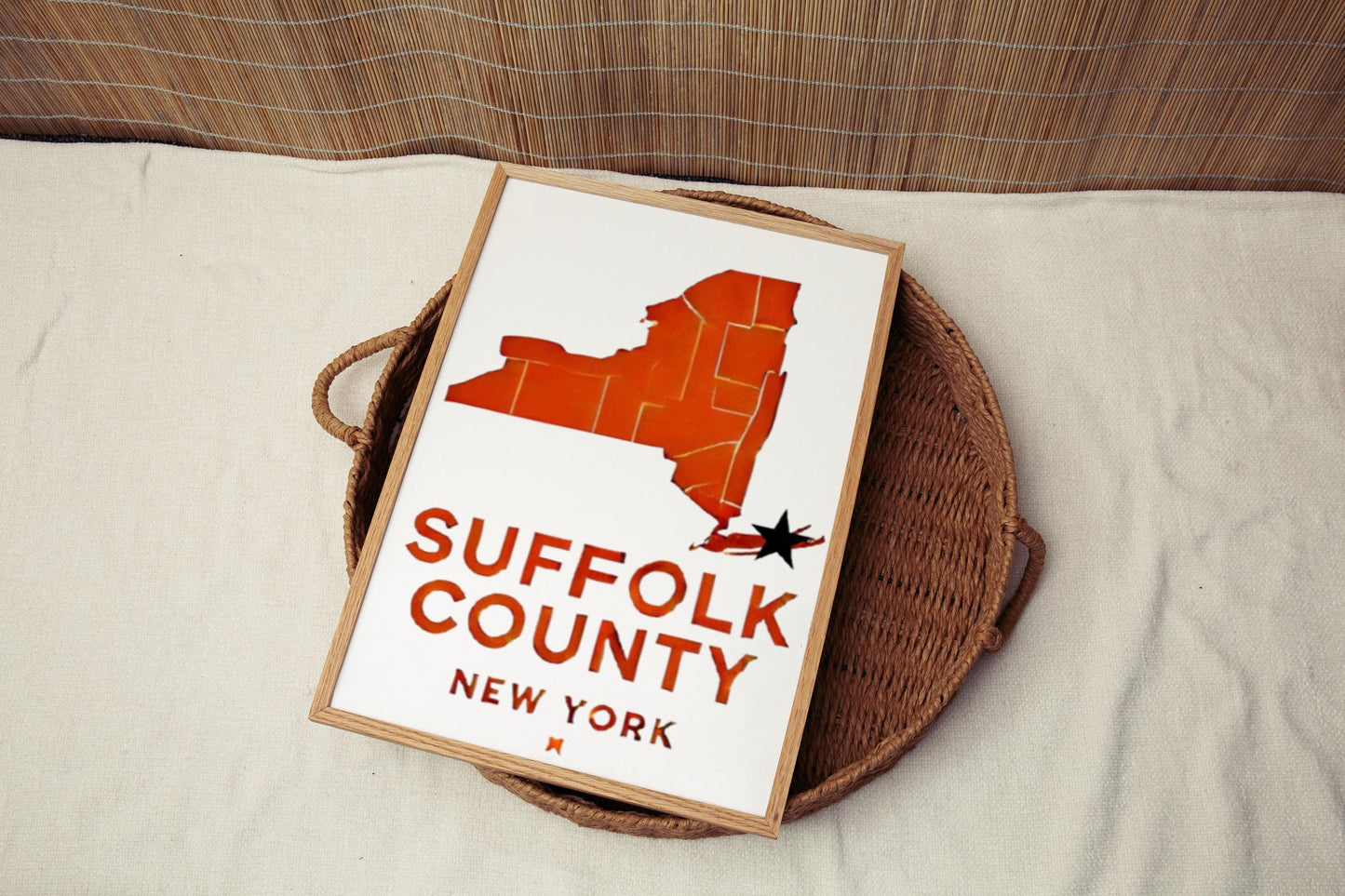 New York Suffolk County Wall Art Print – Travel Map Home Decor, NY Gift, College Dorm & Housewarming Artwork