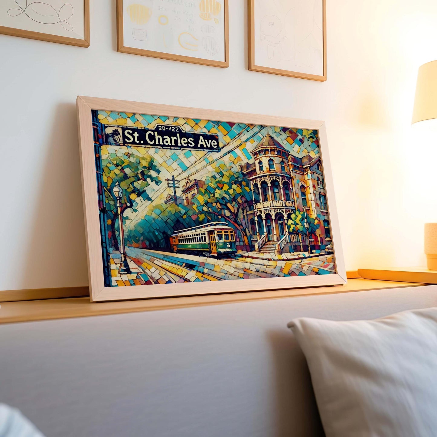 St Charles Ave Art Cubism Print - New Orleans Travel Poster, LA Gift, Housewarming Decor, Modern Abstract Art, Souvenir, Unique Home Accent