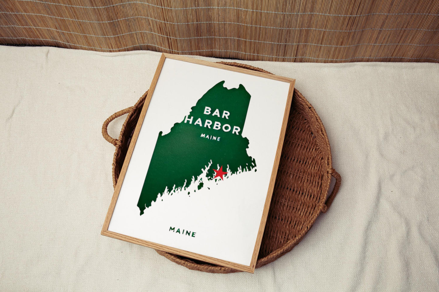 Maine Bar Harbor Wall Art Print, Travel Decor, Housewarming & College Gift, Coastal Home Decoration, Maine Map Art, Rustic Cabin Poster