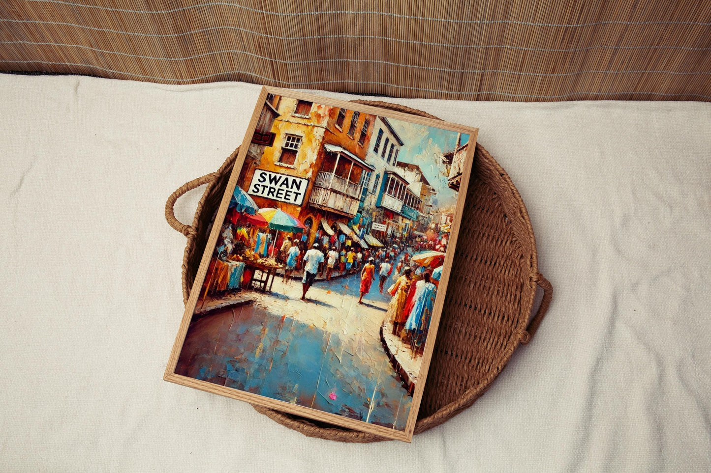 Bridgetown Print, Swan Street Wall Art, Barbados Travel Souvenir, Caribbean Island Art, Vibrant Street Scene, Museum-Grade Paper