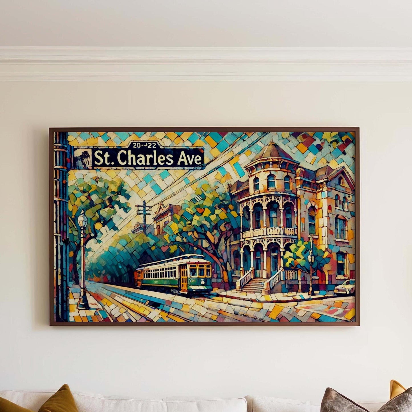 St Charles Ave Art Cubism Print - New Orleans Travel Poster, LA Gift, Housewarming Decor, Modern Abstract Art, Souvenir, Unique Home Accent