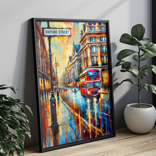Oxford Street Wall Art Print – London Travel Poster, UK Cityscape Gift, Housewarming Decor, United Kingdom Art Illustration