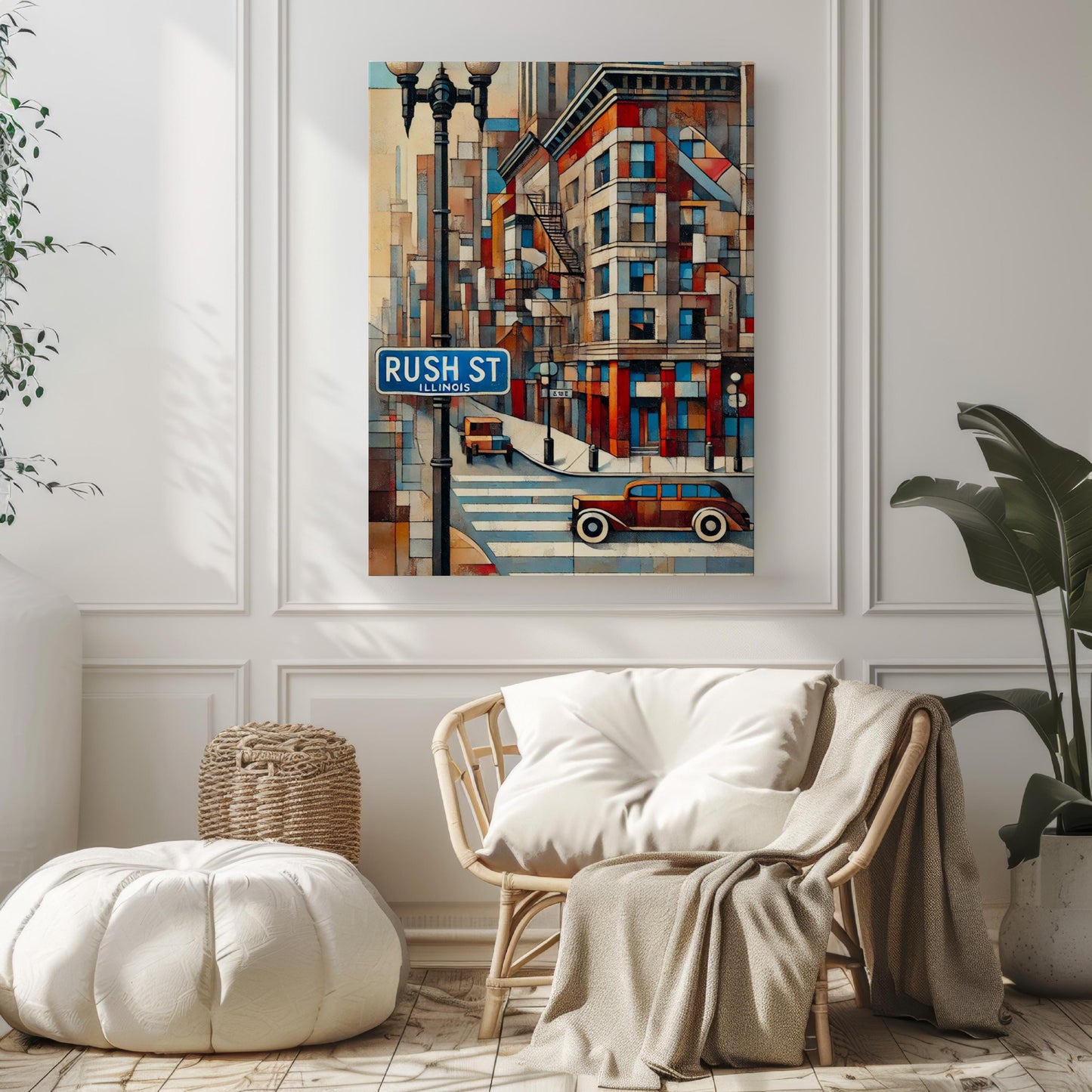 Rush Street Wall Art Chicago Print Illinois Art Cityscape Travel Poster Modern Home Decor Gift
