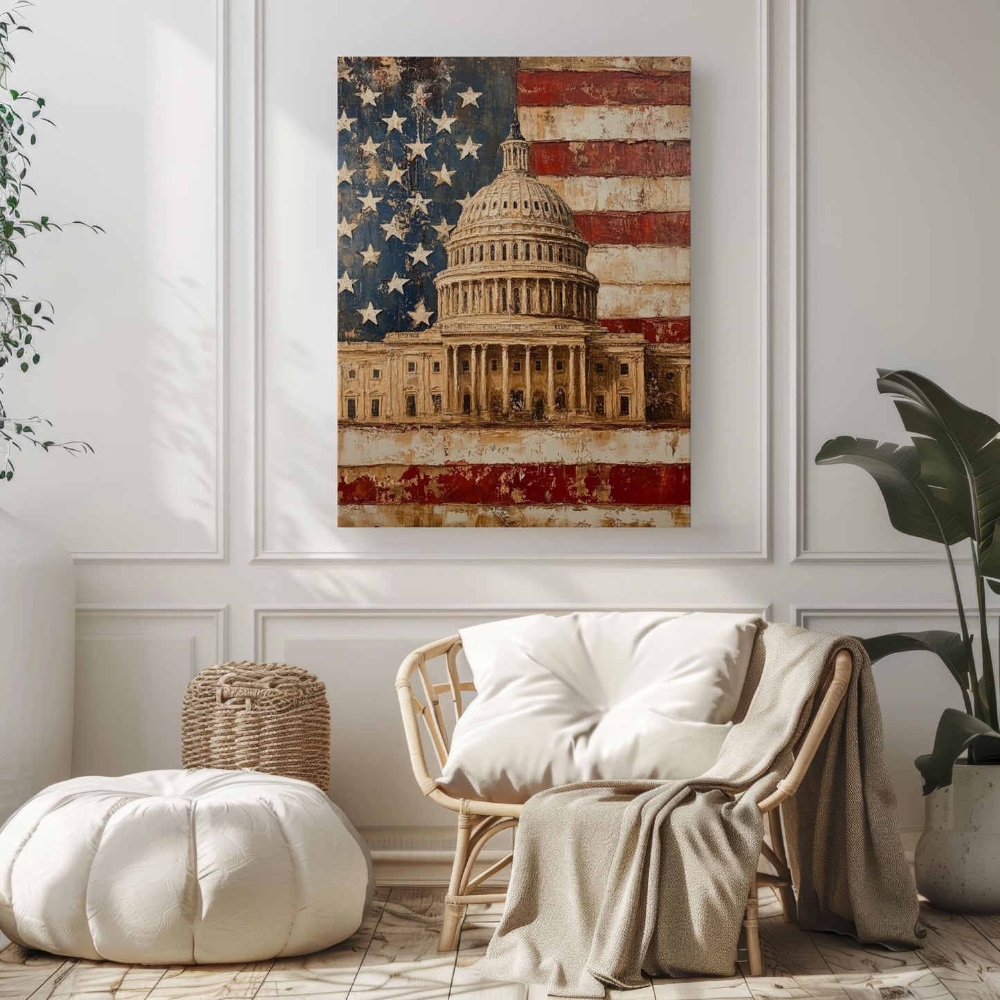 American Capitol Abstract USA Wall Art | Patriotic United States Poster | Independence Day Home Decor