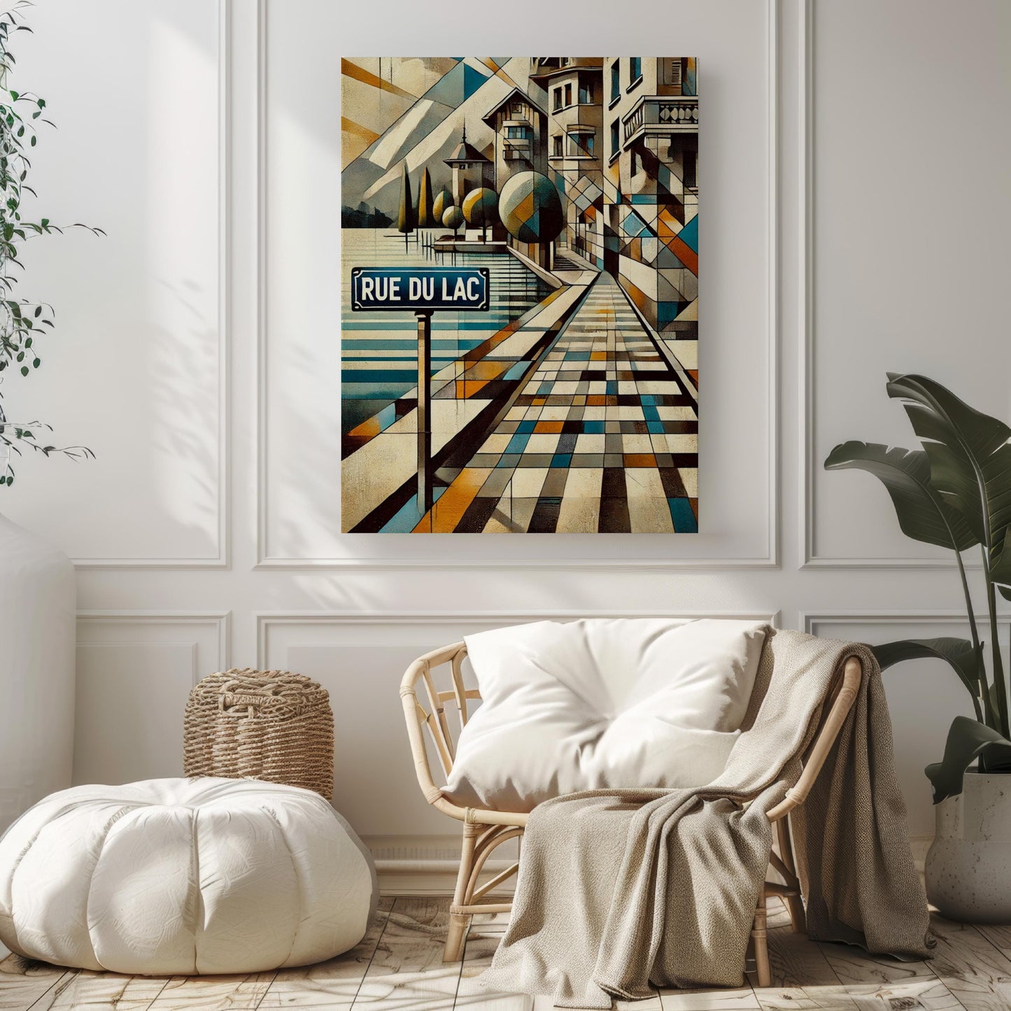 Geneva Rue du Lac St Wall Art Print – Switzerland Travel Poster, Housewarming Gift, Geneva Map Decor, Swiss Travel Print