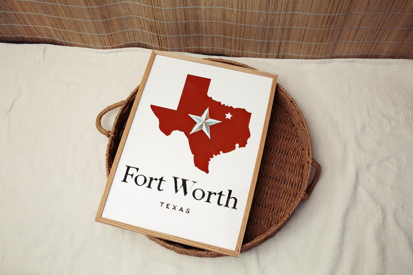 Texas Fort Worth Wall Art Print – Travel Decor, TX Gift, College Dorm & Housewarming Present, Modern Home Decoration