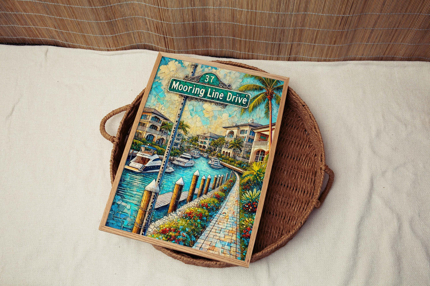 Mooring Line Drive Wall Art Print - Naples Florida Travel Poster, Coastal Home Decor, Housewarming & Florida Gift