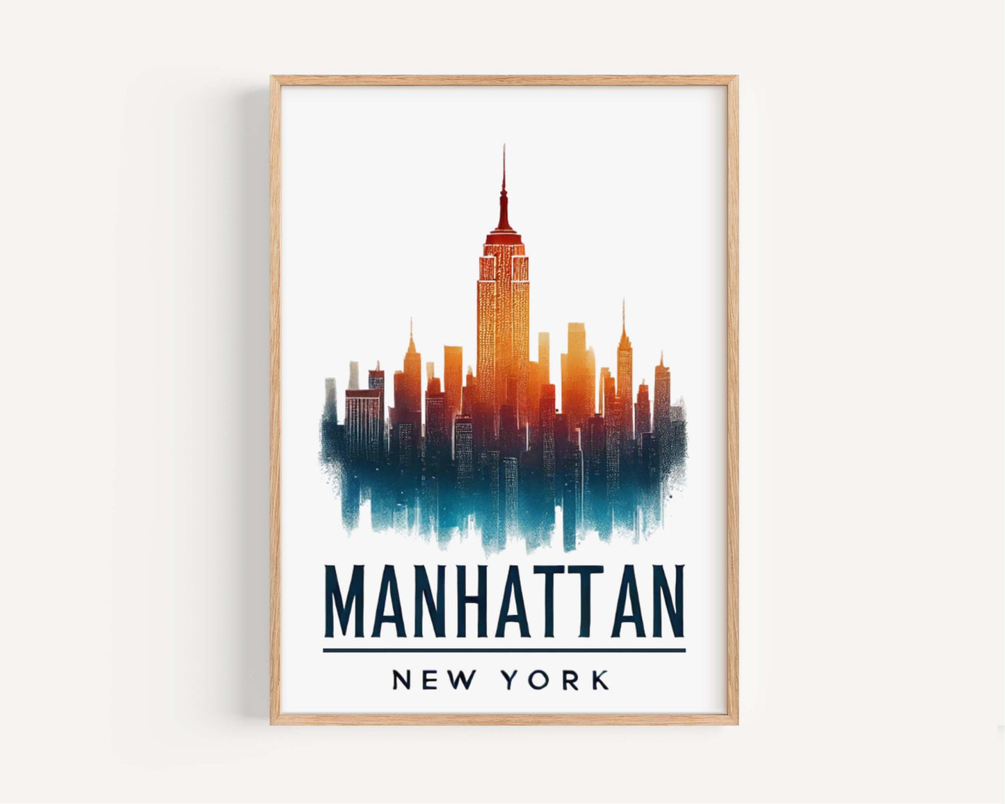 Manhattan Print NYC Wall Art, New York City Travel Decor, Modern Home Decor, Housewarming & College Gift, Urban Skyline Poster