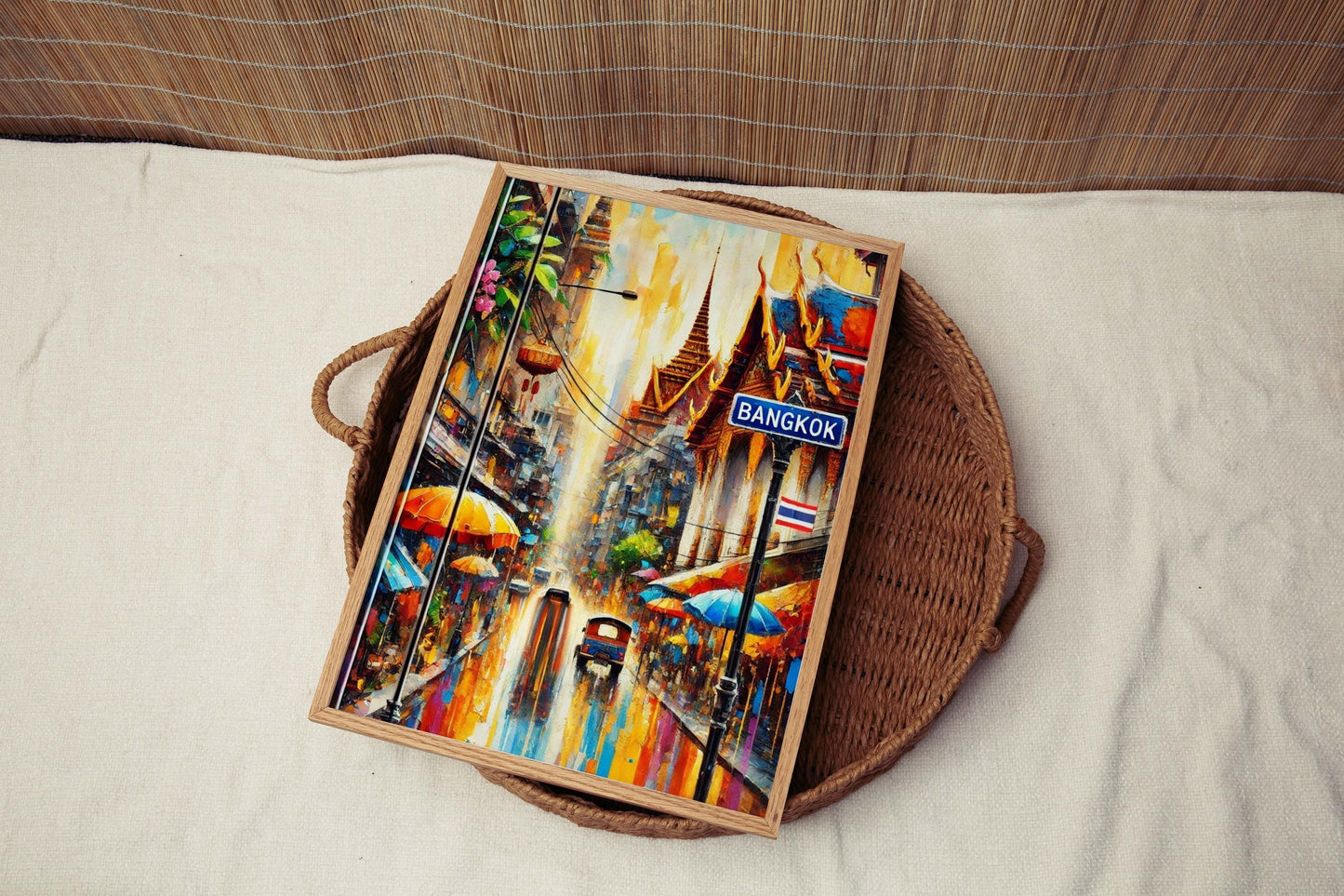 Bangkok Print Wall Art - Thailand Travel Poster, Thai Souvenir, Housewarming Gift, Modern Bangkok Cityscape Decor