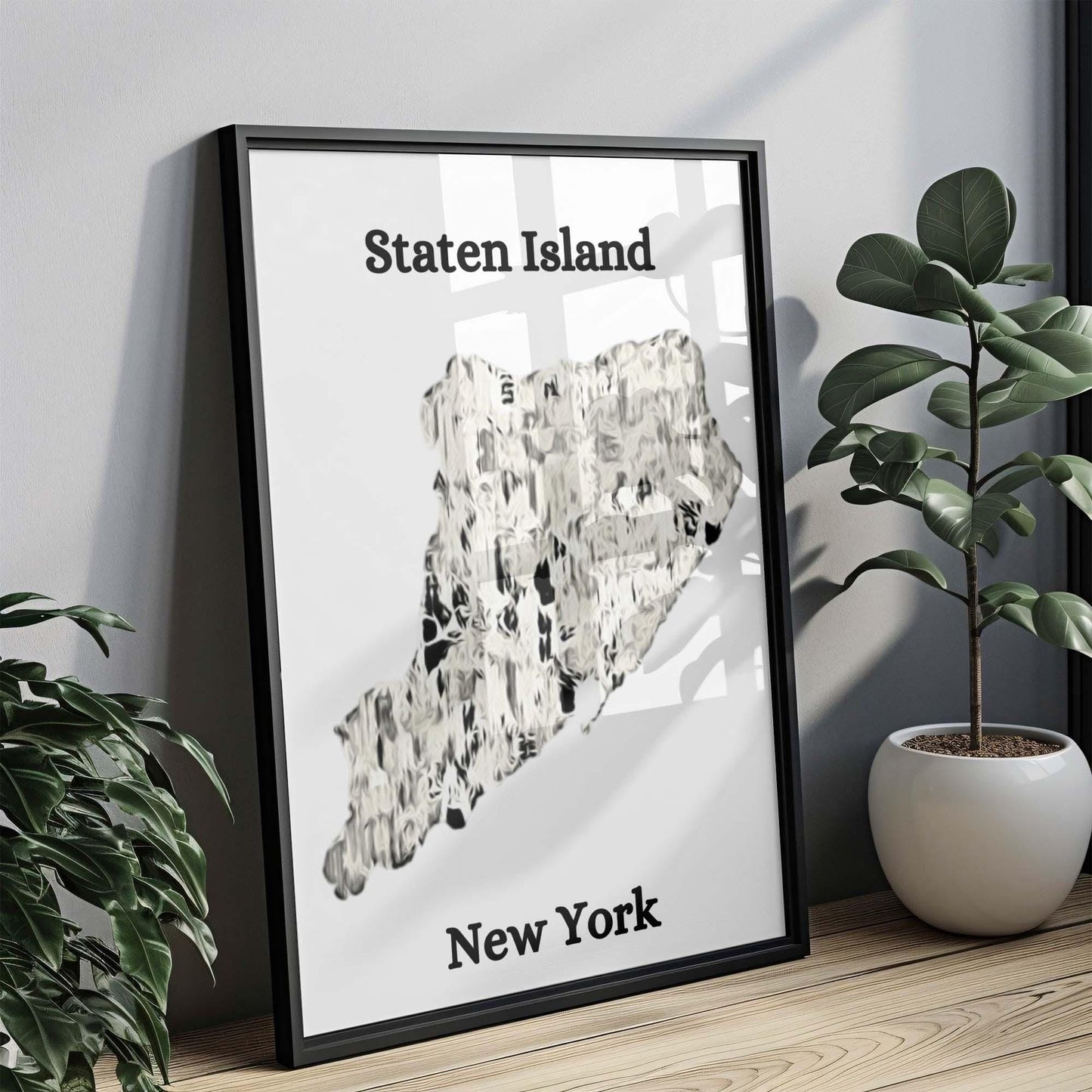 Staten Island Print - New York City Wall Art, Travel Decor, Housewarming & College Gift, Staten Island Map Poster for Home or Office