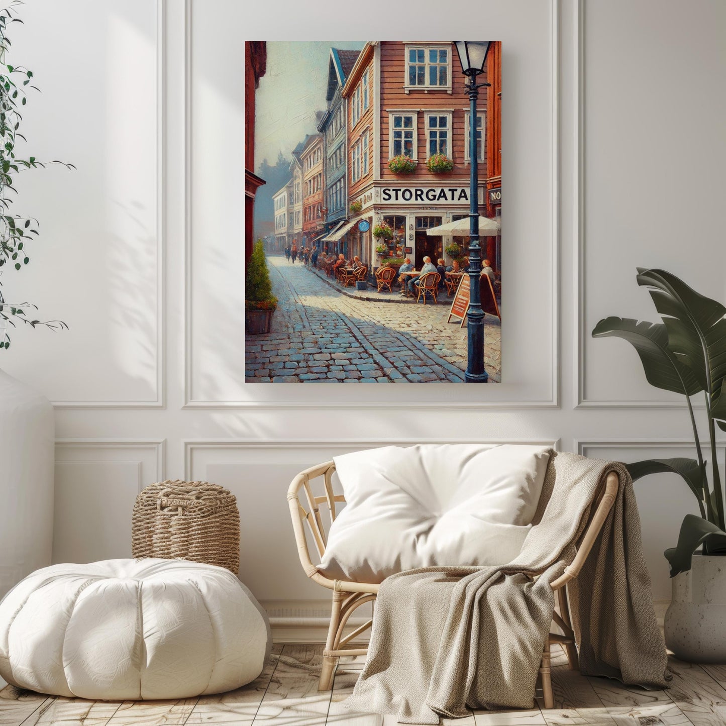 Storgata Wall Art Print - Norway Travel Poster, Europe Souvenir, Housewarming Gift, Scandinavian Home Decor