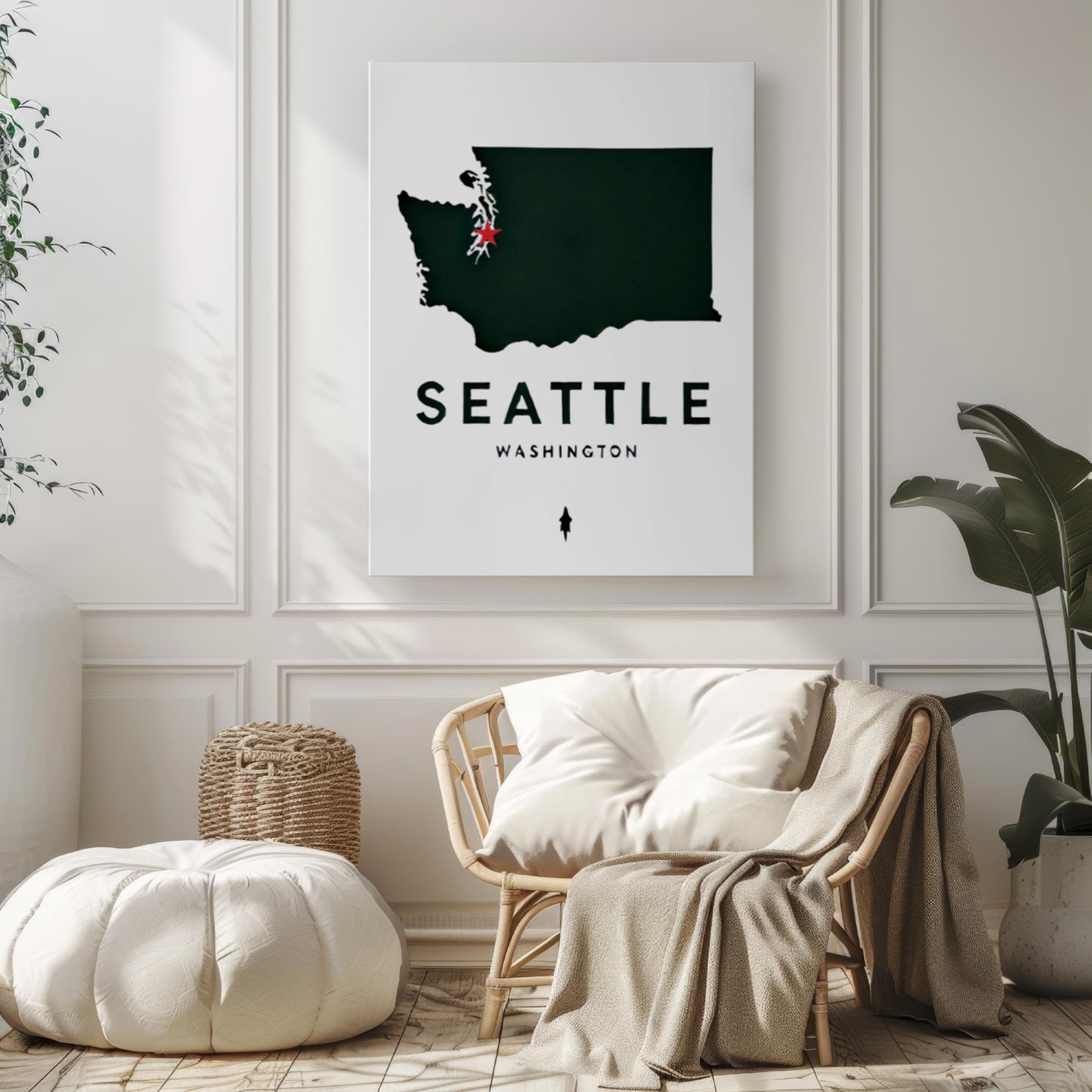 Seattle Wall Art Print - Washington Travel Decor, Housewarming & College Gift, Modern Home Accent, WA Map Illustration