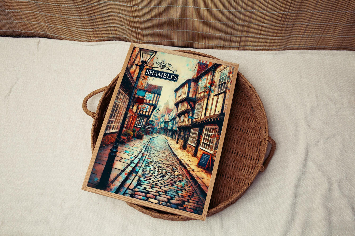England Shambles Wall Art Print - York Travel Poster, England Gift & Housewarming Artwork, Historic UK Travel Decor