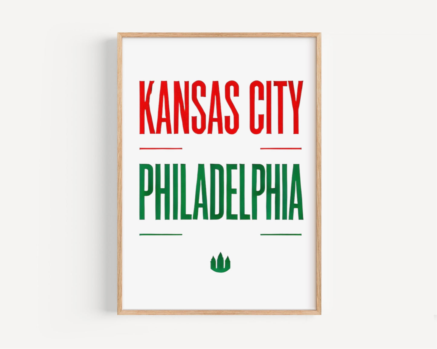 Kansas City VS Philadelphia Wall Art, Rival City College Decor Poster, Housewarming Gift, Kansas City Home Decor Print