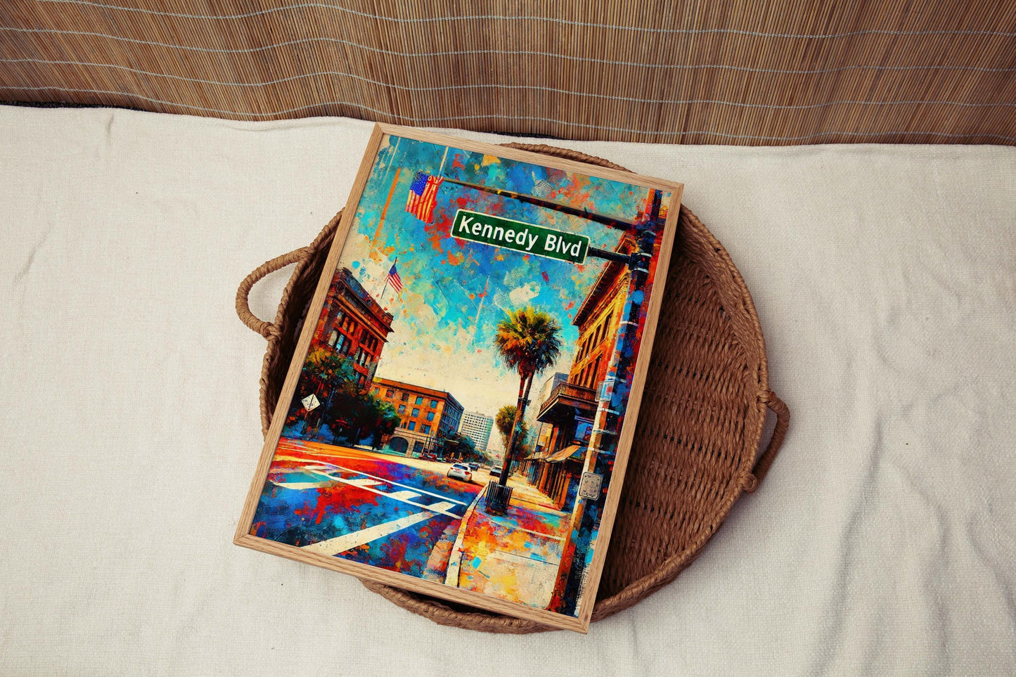 Kennedy Boulevard Wall Art – Tampa Travel Print, Florida Artwork, Modern Travel Poster, Housewarming & Florida Gift Idea