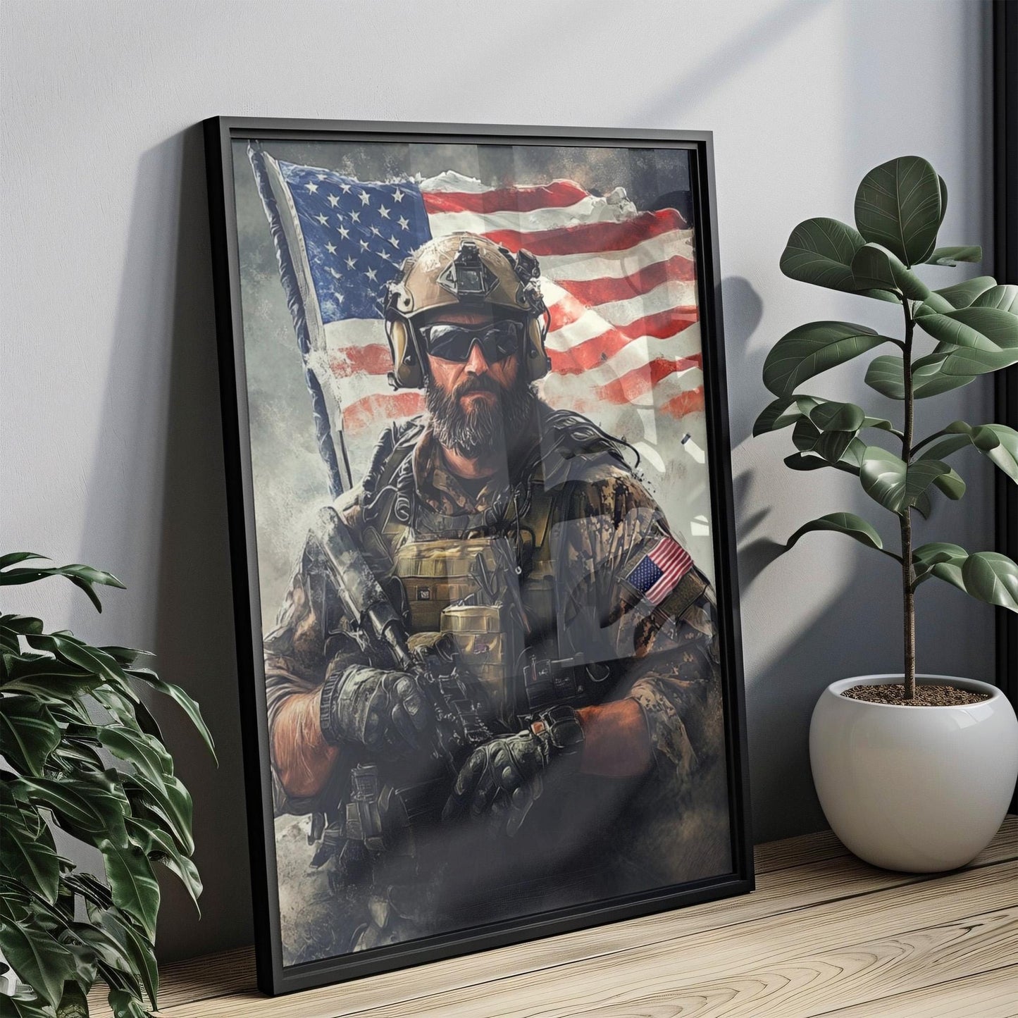American Troop Art | Abstract USA Wall Art for Home Decor | Patriotic United States Poster | Independence Day Artwork