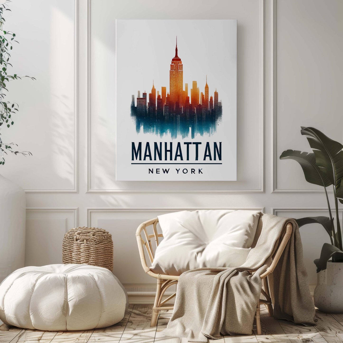 Manhattan Print NYC Wall Art, New York City Travel Decor, Modern Home Decor, Housewarming & College Gift, Urban Skyline Poster
