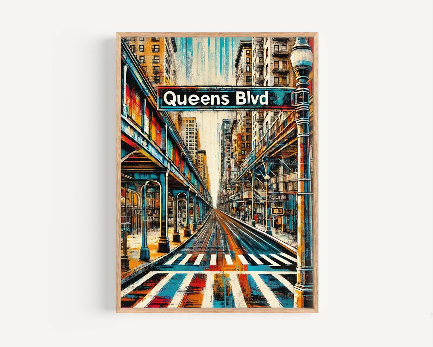 Queens Blvd Print - Queens Boulevard Wall Art, NYC Travel Poster, New York City Artwork, Housewarming Gift, Queens Gift Home Decor