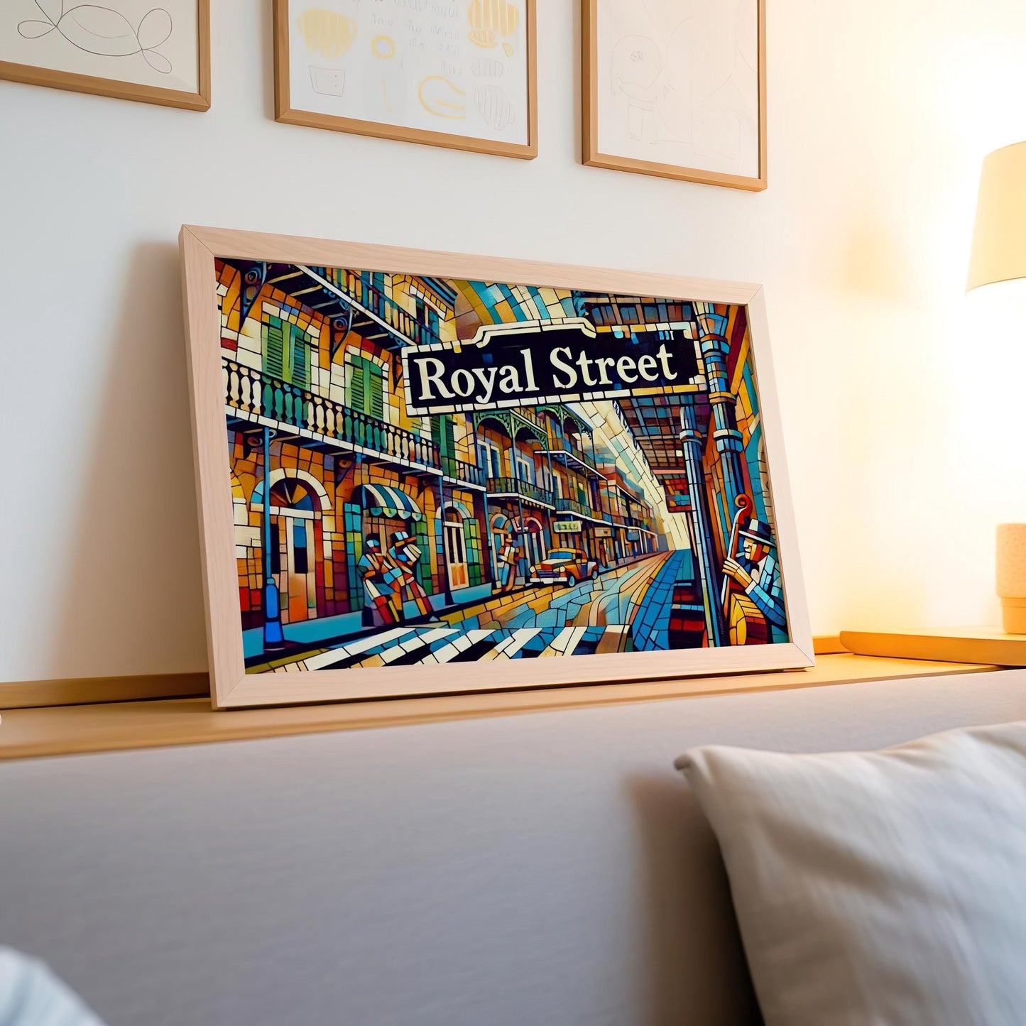 Royal Street Cubism Print - New Orleans Travel Poster, Louisiana Wall Art, Royal St Gift, Housewarming Decor, Modern Abstract Art