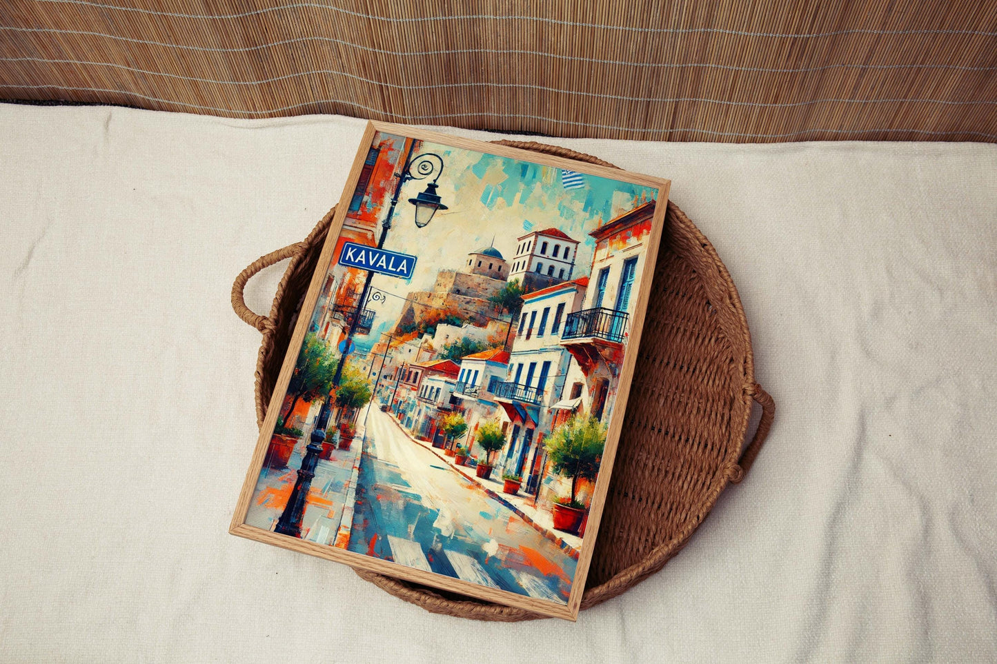 Kavala Art Greek City Wall Print, European Travel Poster, Housewarming Gift, Greece Artwork, Kavala Wall Decor, Mediterranean Style Poster