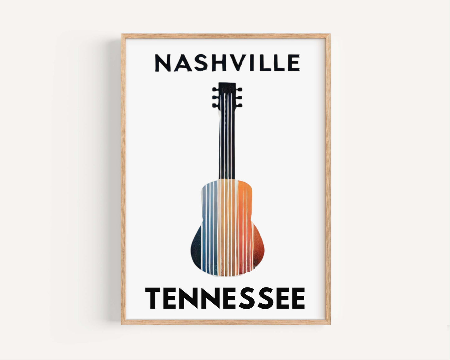 Nashville Print Wall Art - Tennessee Travel Decor, Housewarming & College Gift, TN Home Decoration, Nashville Map Poster