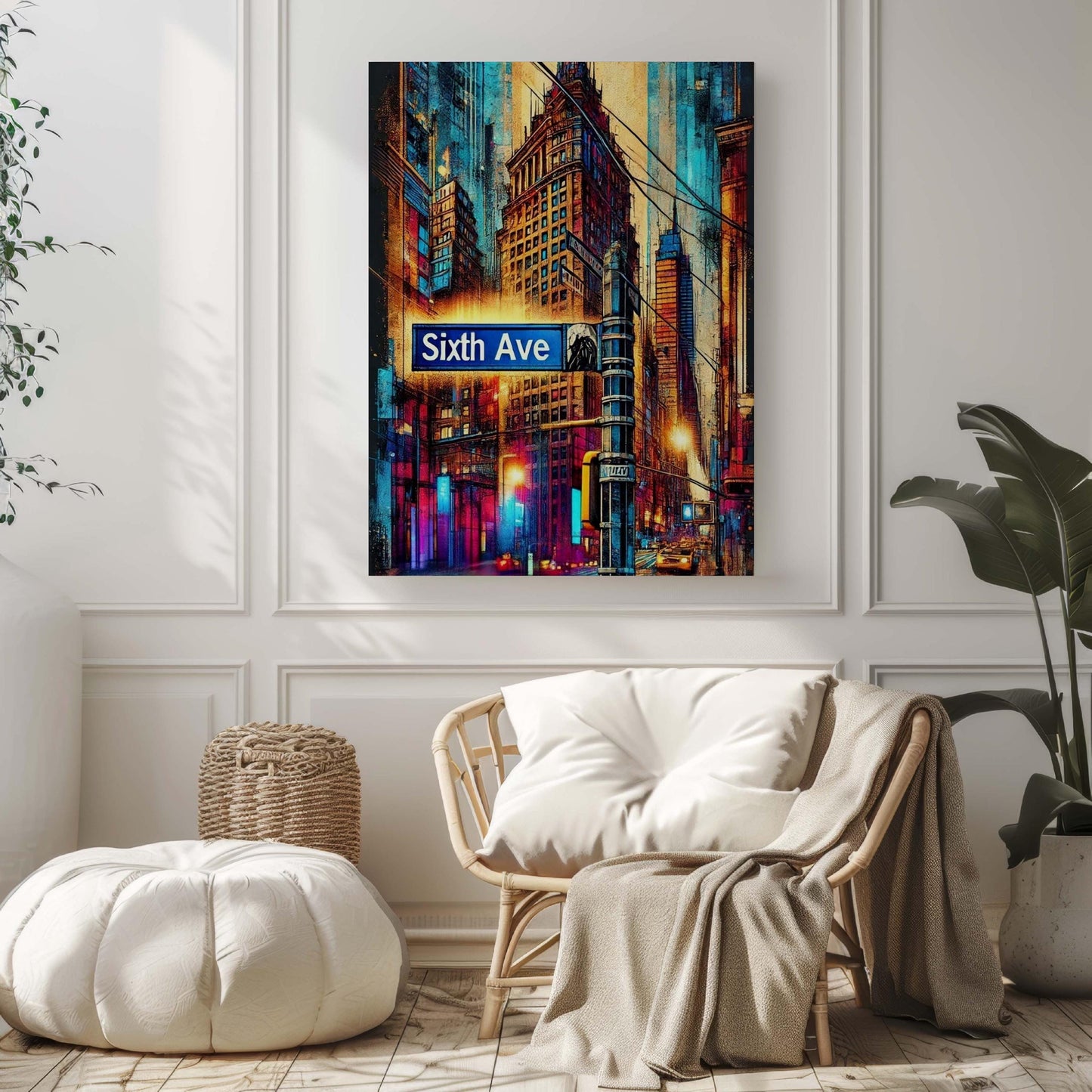 Sixth Ave Print Manhattan Wall Art, NYC Travel Poster, New York City Decor, Housewarming Gift, Sixth Avenue Artwork, NYC Modern Home Print