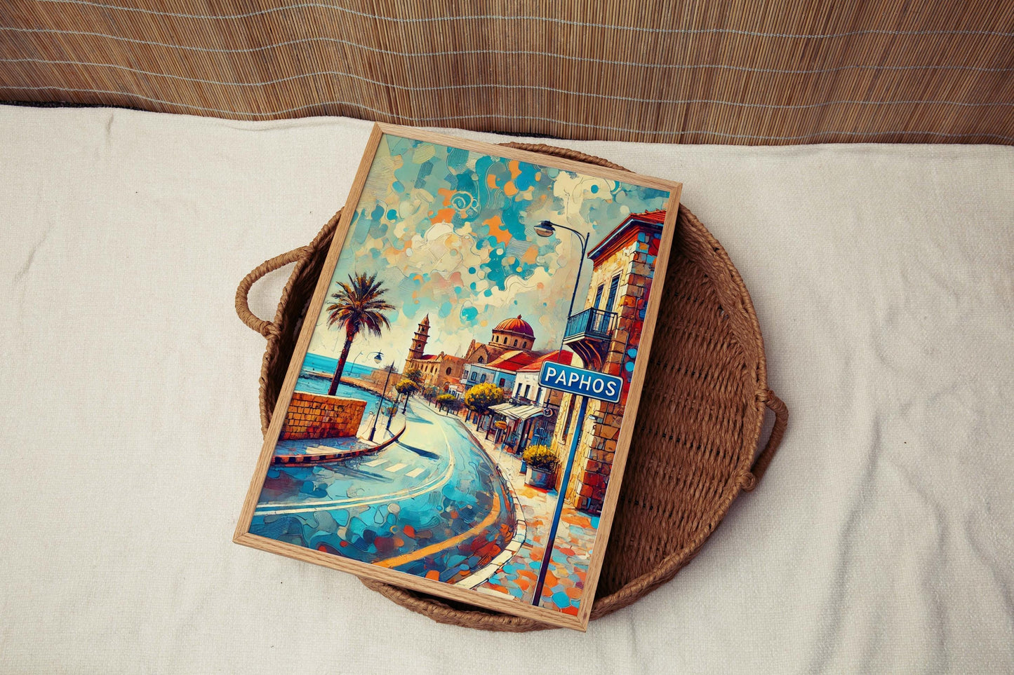 Paphos Art Print - Cyprus Travel Poster Wall Art, European Cityscape Gift, Housewarming Decor, Unique Travel Artwork