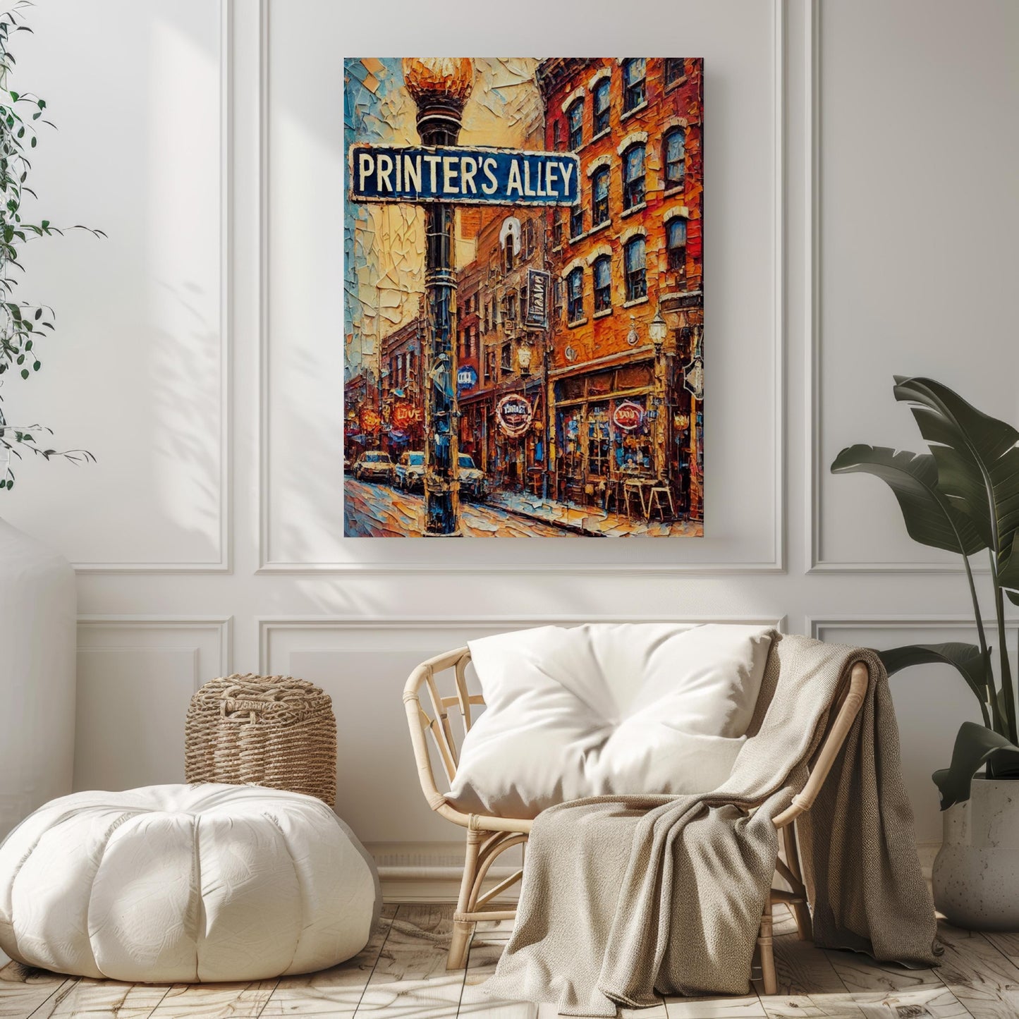 Printer’s Alley Nashville Wall Art | Tennessee Travel Poster | Nashville Decor | Music City Gift | Vibrant Cityscape Print