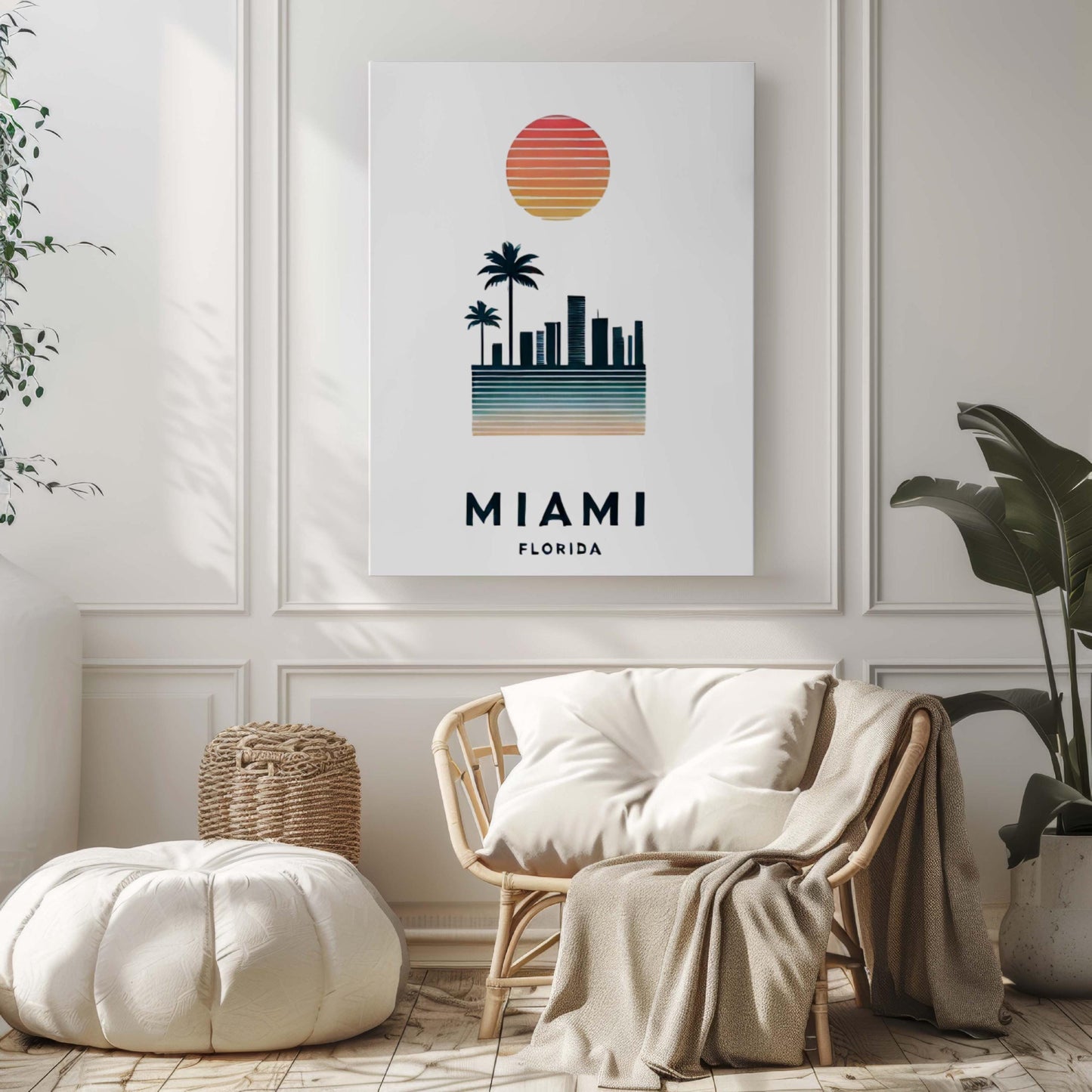 Miami Print Tropical Wall Art, Florida City Gift, Travel Home Decor, College Dorm Room, Housewarming Present, Beach Style Poster