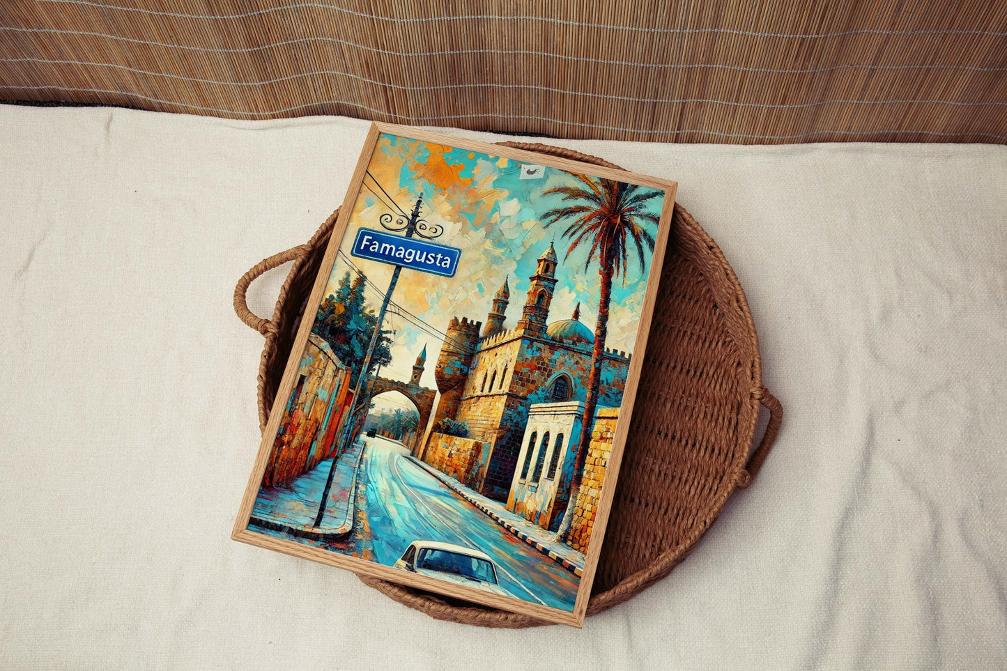 Famagusta Art Print: Cyprus Travel Poster, City Wall Decor, Europe Gift for Home & Housewarming, Mediterranean Style Artwork